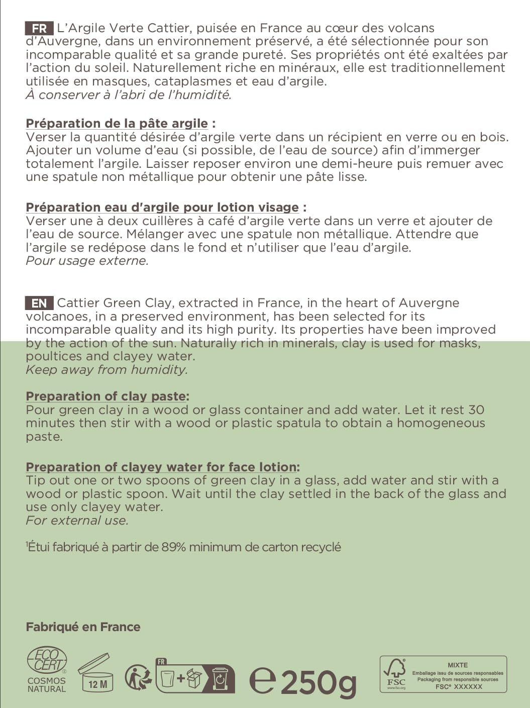 Argile Verte Ultra-Ventilée 250 G