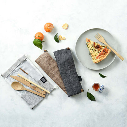 Bamboo Cutlery Set (Green bag)