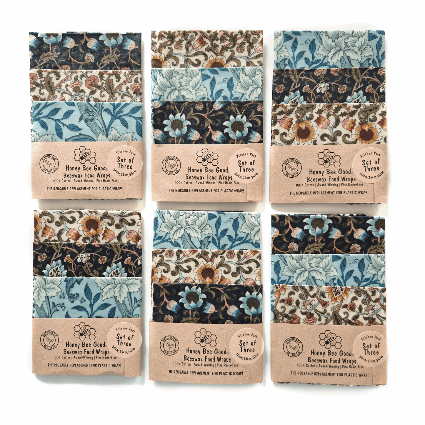 *British Beeswax Set of 3 Handmade Beeswax Wraps | William Morris