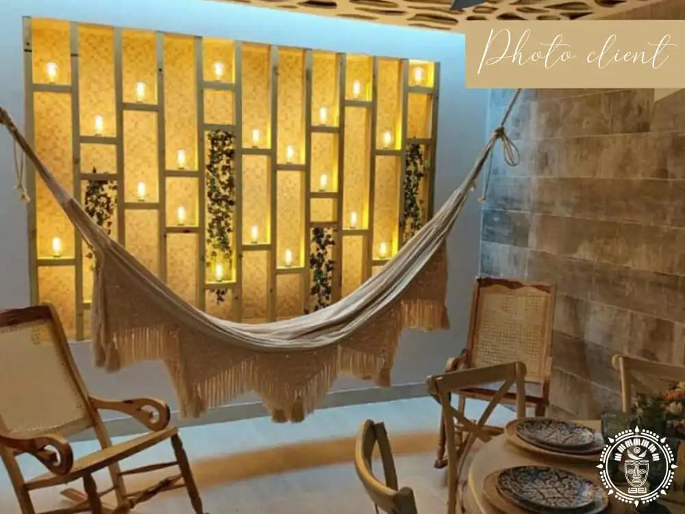 hamac l macrame ecru photo client